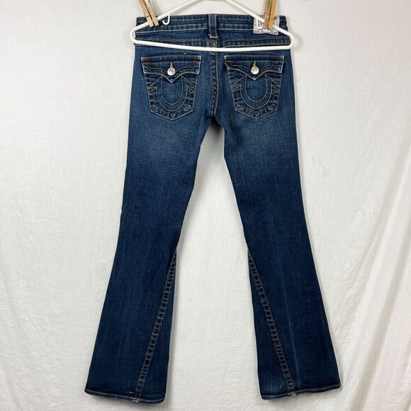 True Religion Becca Low Rise Flare Bootcut Jeans Women 30 Waist Y2K 00s Dark USA - Picture 6 of 16